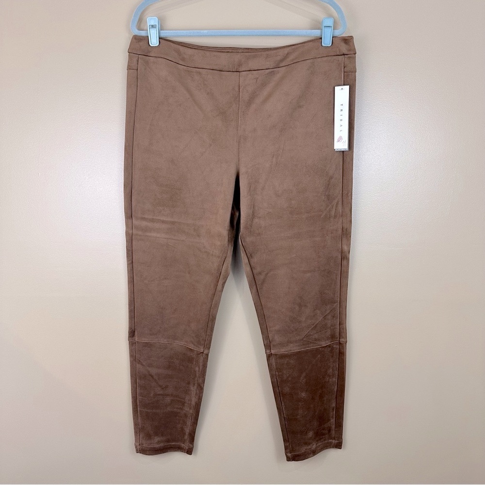 Tribal Flatten It Slimming Toffee Brown Faux Suede Leggings Stretch Pants XL